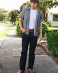 14oz Selvedge Denim Medium/High Rise Tapered Cut Jeans - Indigo/Black IH-888S-142ib