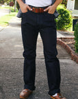14oz Selvedge Denim Medium/High Rise Tapered Cut Jeans - Indigo/Black IH-888S-142ib