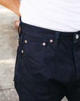 14oz Selvedge Denim Medium/High Rise Tapered Cut Jeans - Indigo/Black IH-888S-142ib
