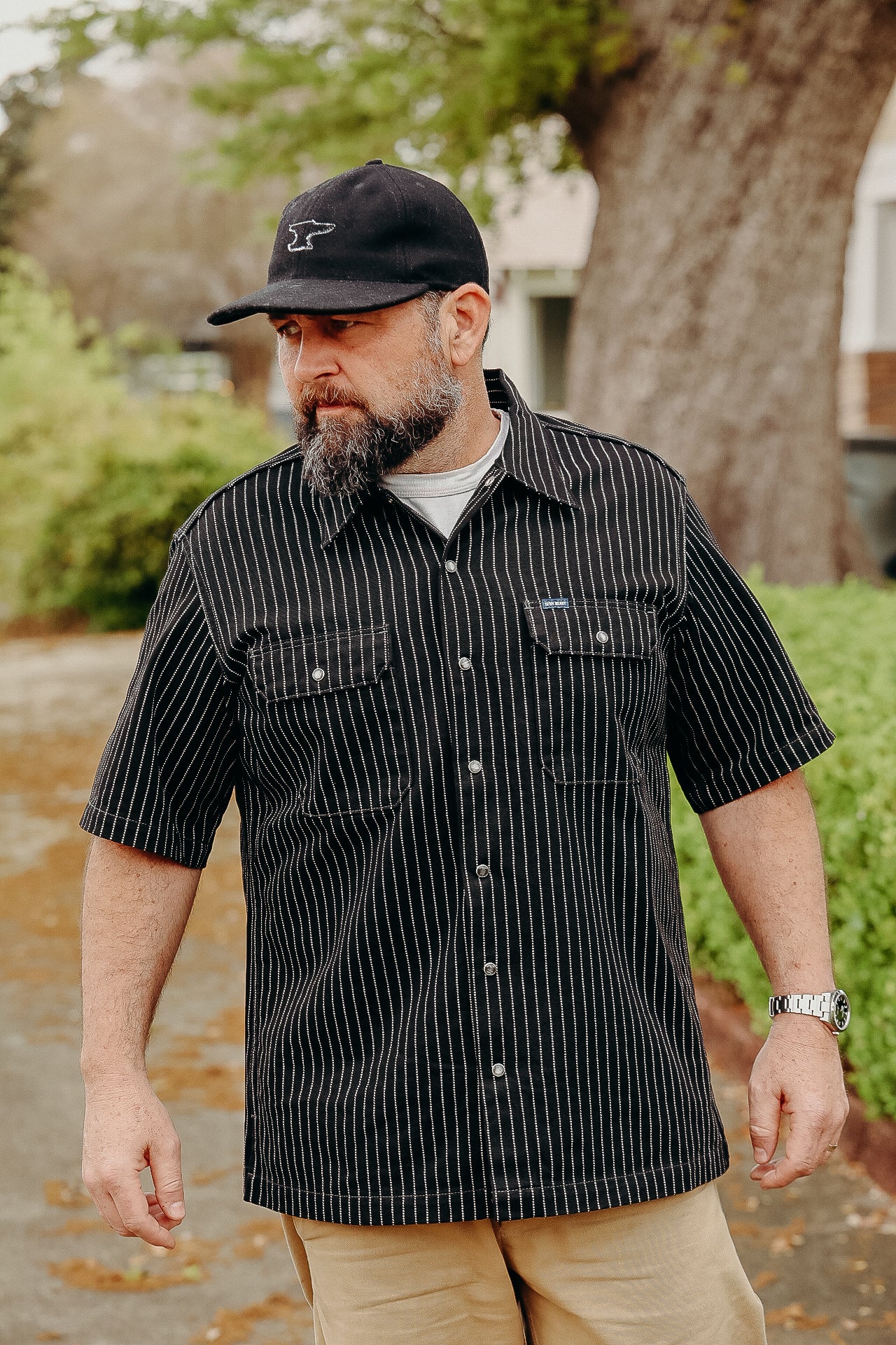 10oz Wabash Short Sleeved Mechanic Shirt - Black IHSH-416-BLK