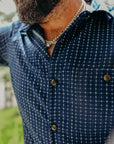 Oxford Shirt- Indigo Sashiko Grid