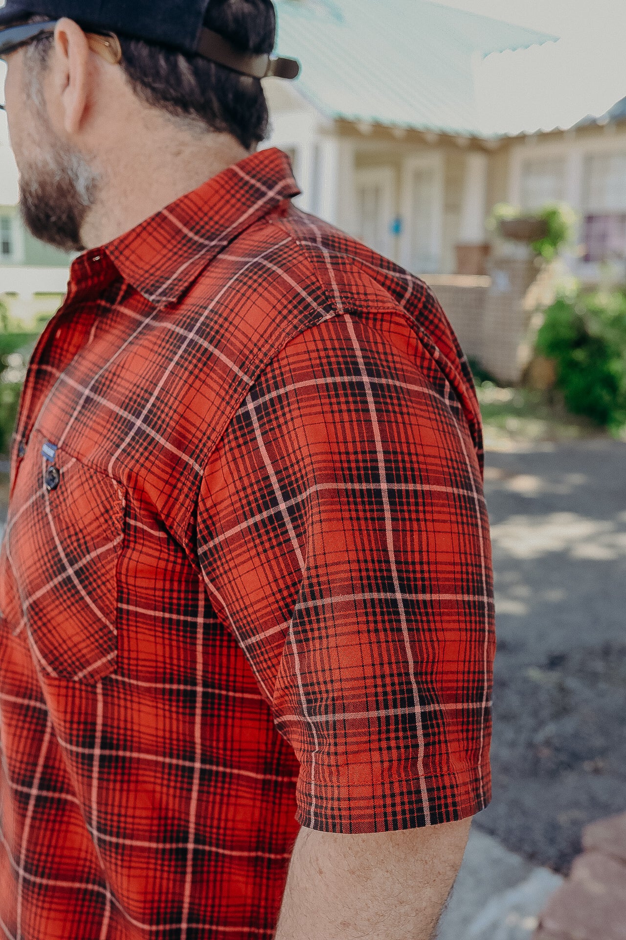 5oz Selvedge Short Sleeved Work Shirt - Red Vintage Check IHSH-392-RED