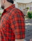 5oz Selvedge Short Sleeved Work Shirt - Red Vintage Check IHSH-392-RED