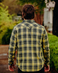 9oz Selvedge Indigo Check Flannel Western Shirt - Yellow IHSH-411-YEL
