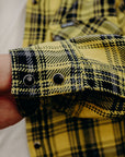 9oz Selvedge Indigo Check Flannel Western Shirt - Yellow IHSH-411-YEL