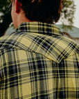 9oz Selvedge Indigo Check Flannel Western Shirt - Yellow IHSH-411-YEL