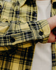 9oz Selvedge Indigo Check Flannel Work Shirt - Yellow IHSH-412-YEL