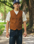 17oz Cotton Duck Work Vest - Brown IHV-03-BRN