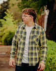 9oz Selvedge Indigo Check Flannel Work Shirt - Yellow IHSH-412-YEL