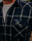 9oz Selvedge Indigo Check Flannel Western Shirt - Black IHSH-411-BLK