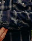 9oz Selvedge Indigo Check Flannel Western Shirt - Black IHSH-411-BLK
