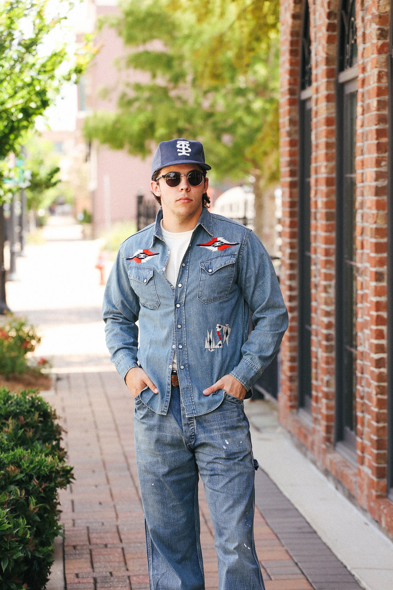 Embroidered Denim Western Shirt- Aged (SC29473) – Iron Shop Provisions