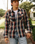 Heavy Flannel Shirt- Navy and Blue (502553)