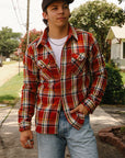 Heavy Flannel Shirt- Red and Orange (502553)