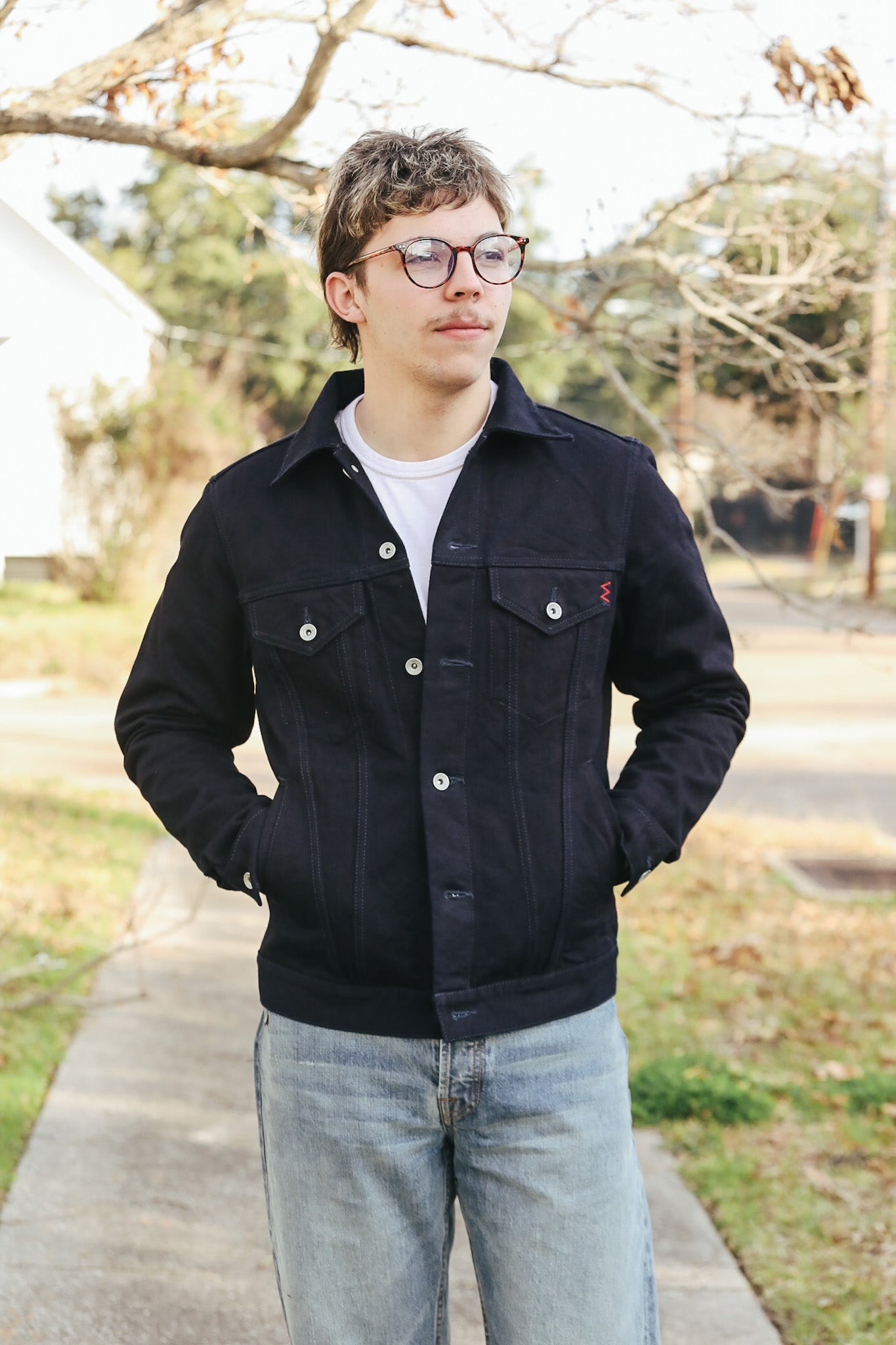 IH-526J-142ib 14oz Selvedge Denim Modified Type III Jacket - Indigo/Black M IH-526J-142ib 14oz Selvedge Denim Modified Type III Jacket - Indigo/Black M