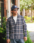 India Madras Check Button Down Shirt- Navy (SC29513)