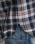 India Madras Check Button Down Shirt- Navy (SC29513)