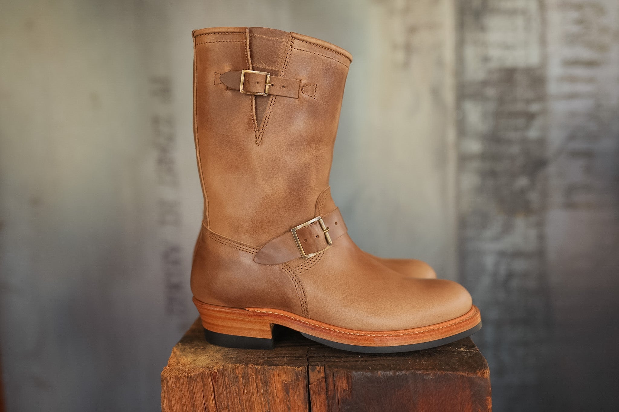 John Lofgren Wabash Brown Engineer Boots with Buckle Strap John Lofgren Wabash Engineer Boots | Horween CXL Burgundy main image 3