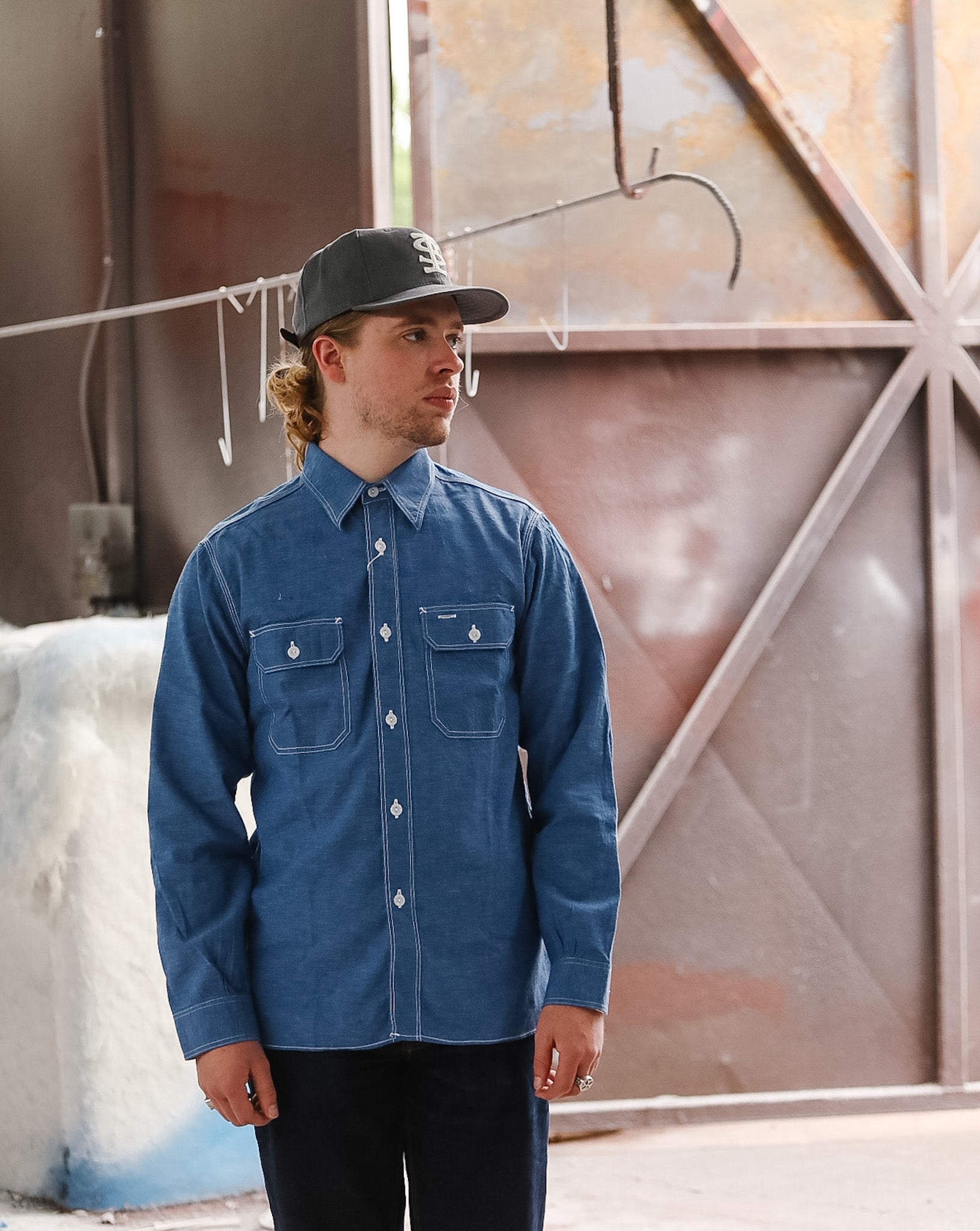 SC25513 Sugar Cane Vat Dye Chambray Work Shirt- Indigo – Iron Shop