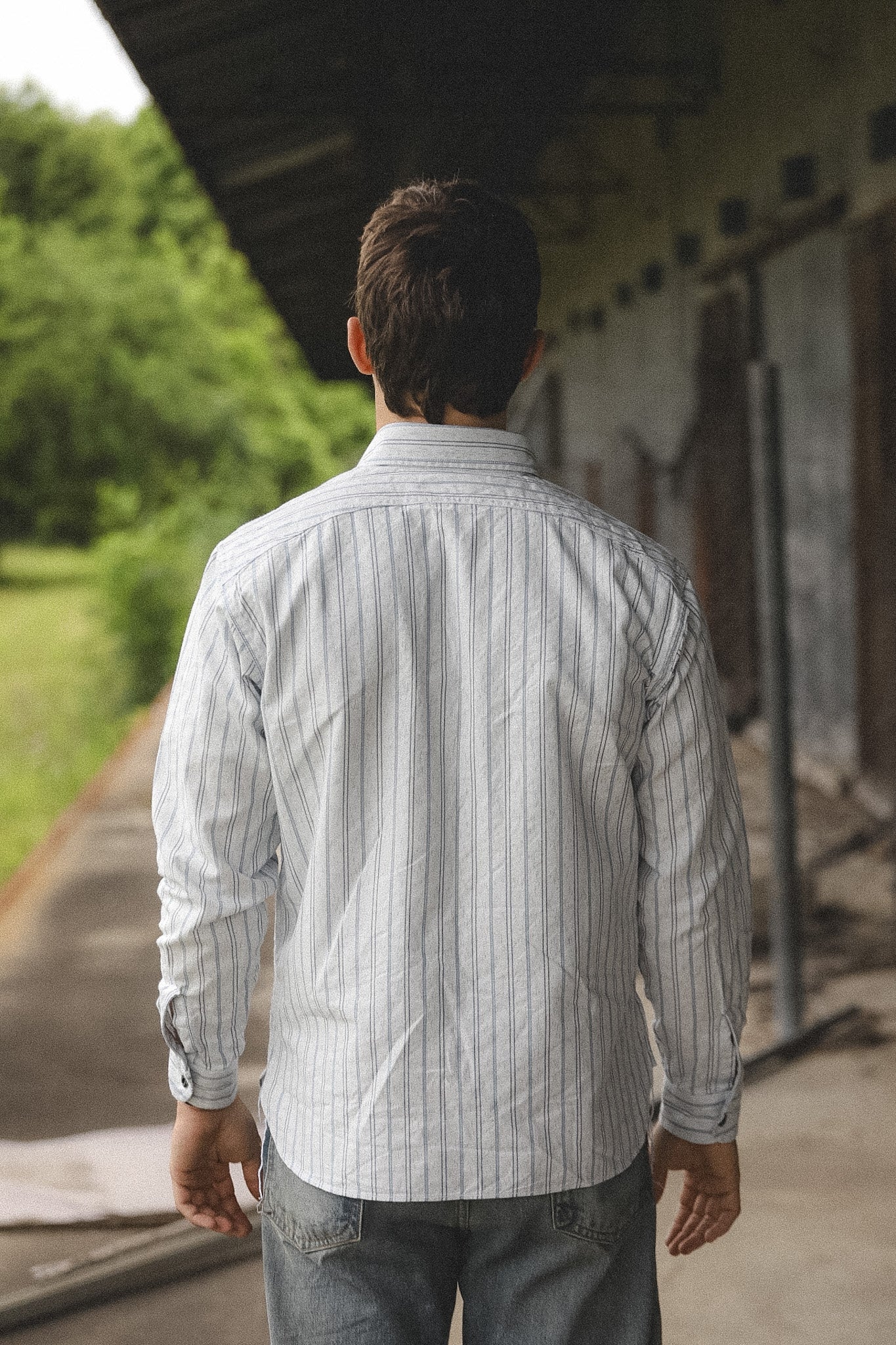 SC29671 Sugar Cane Fiction Romance Work Shirt- Indigo Stripe