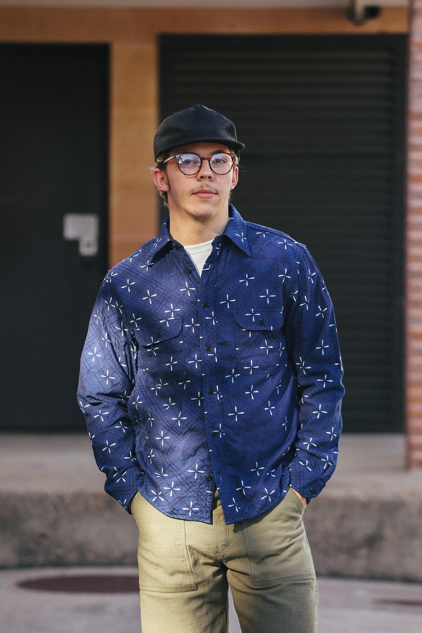 SSS25-02 Narihirabishi Goldfish Pattern Jacquard Work Shirt