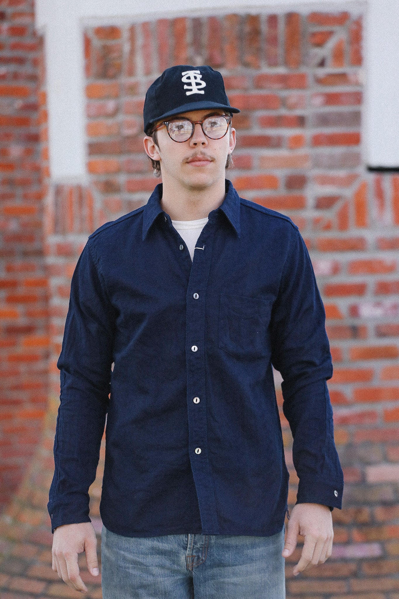 SSS26-01W Samurai Sengen Indigo Jacquard Work Shirt- Indigo – Iron