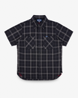 5oz Selvedge Short Sleeved Madras Check Work Shirt - Black IHSH-419-BLK