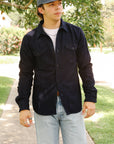 Solid Heavy Flannel Shirt- Indigo (501655)