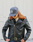 Sumi Dyed Double Riders Jacket- Saddle Dyed Horsehide Black (SHR-58)
