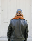 Sumi Dyed Double Riders Jacket- Saddle Dyed Horsehide Black (SHR-58)