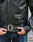 Sumi Dyed Double Riders Jacket- Saddle Dyed Horsehide Black (SHR-58)