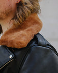 Sumi Dyed Double Riders Jacket- Saddle Dyed Horsehide Black (SHR-58)