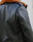 Sumi Dyed Double Riders Jacket- Saddle Dyed Horsehide Black (SHR-58)