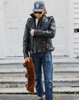 Sumi Dyed Double Riders Jacket- Saddle Dyed Horsehide Black (SHR-58)