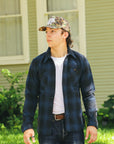 Ultra Heavy Flannel Ombré Check Work Shirt - Navy/Black IHSH-265-NAV