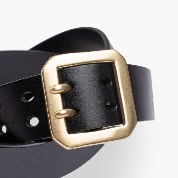 OGL Double Prong Garrison Buckle Leather Belt - Black OGL-BELT-FULL-DPGAR-BLK
