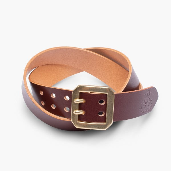Brown Belt with Double-G Brass Buckle Gucci Double G Gold Buckle Leather Belt 1.5 Width Brown in  main image 3