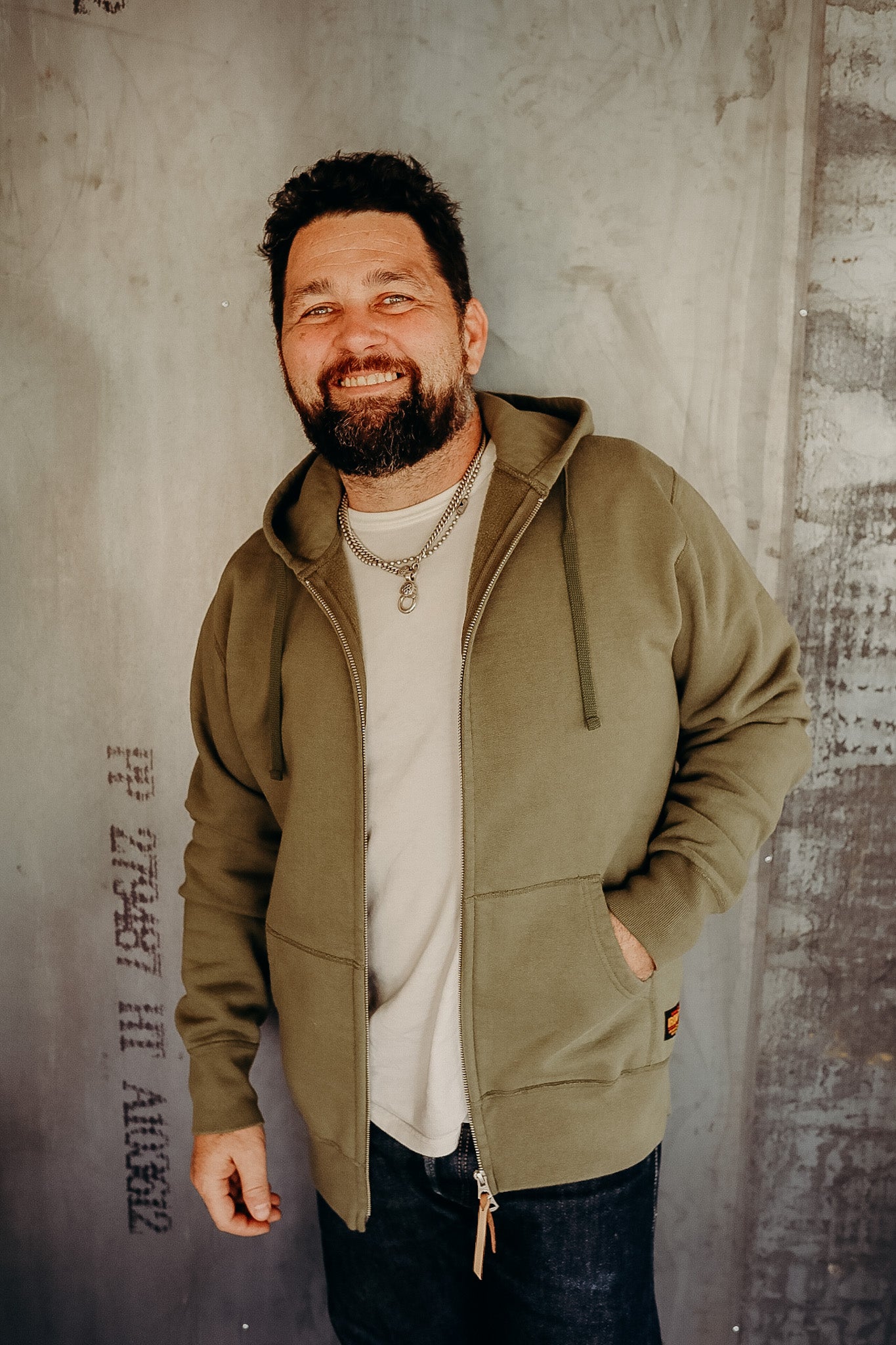 14oz Ultra Heavyweight Loopwheel Cotton Zippered Hoodie - Olive IHSW-10-OLV