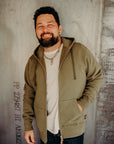 14oz Ultra Heavyweight Loopwheel Cotton Zippered Hoodie - Olive IHSW-10-OLV
