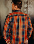 Indigofera Webster Shirt- Heavy Cotton Check, Navy / Orange / Turquoise