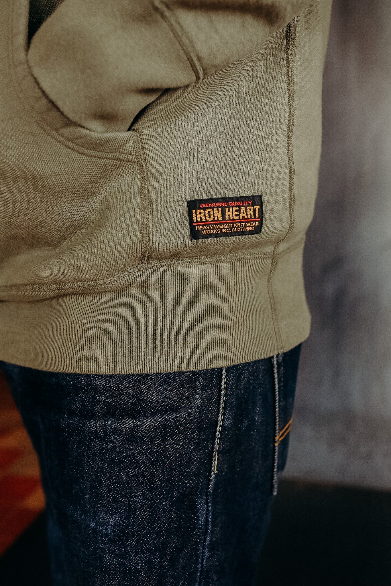 14oz Ultra Heavyweight Loopwheel Cotton Zippered Hoodie - Olive IHSW-10-OLV