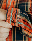 Indigofera Webster Shirt- Heavy Cotton Check, Navy / Orange / Turquoise