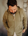14oz Ultra Heavyweight Loopwheel Cotton Zippered Hoodie - Olive IHSW-10-OLV