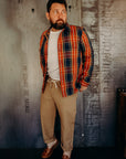 Indigofera Webster Shirt- Heavy Cotton Check, Navy / Orange / Turquoise