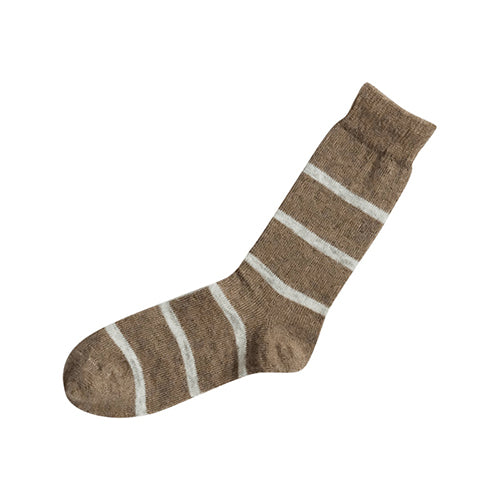 Mohair Wool Border Socks - Beige