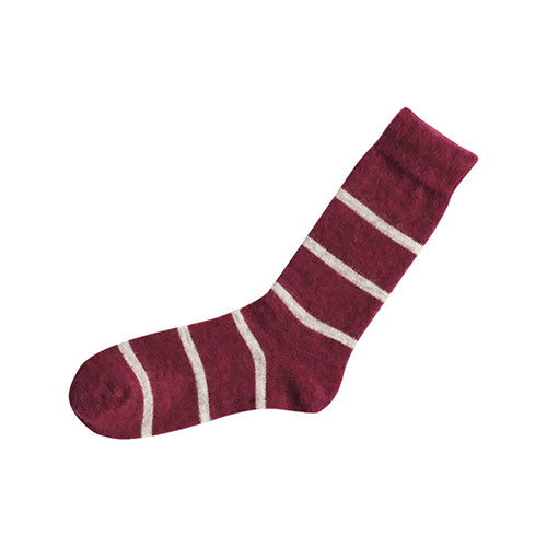Mohair Wool Border Socks - Red