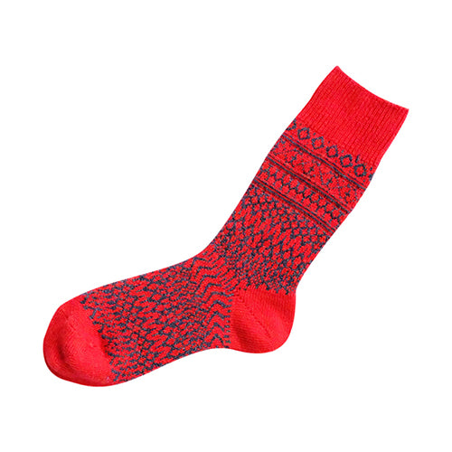 Wool Jacquard Socks - Red