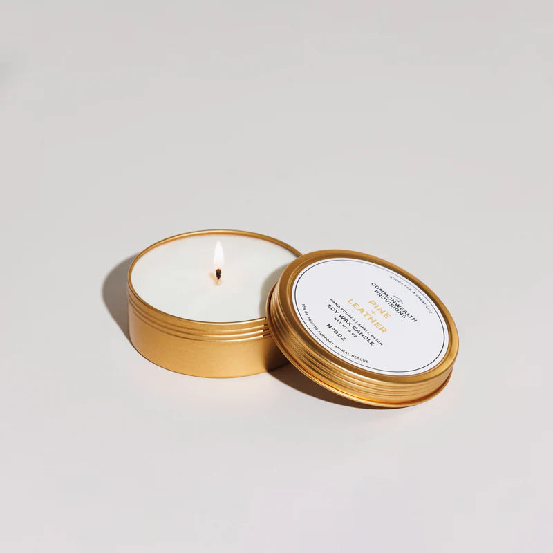 Pine + Leather Travel Candle