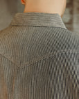 8oz Herringbone Hickory Stripe Sawtooth Western Shirt - Indigo