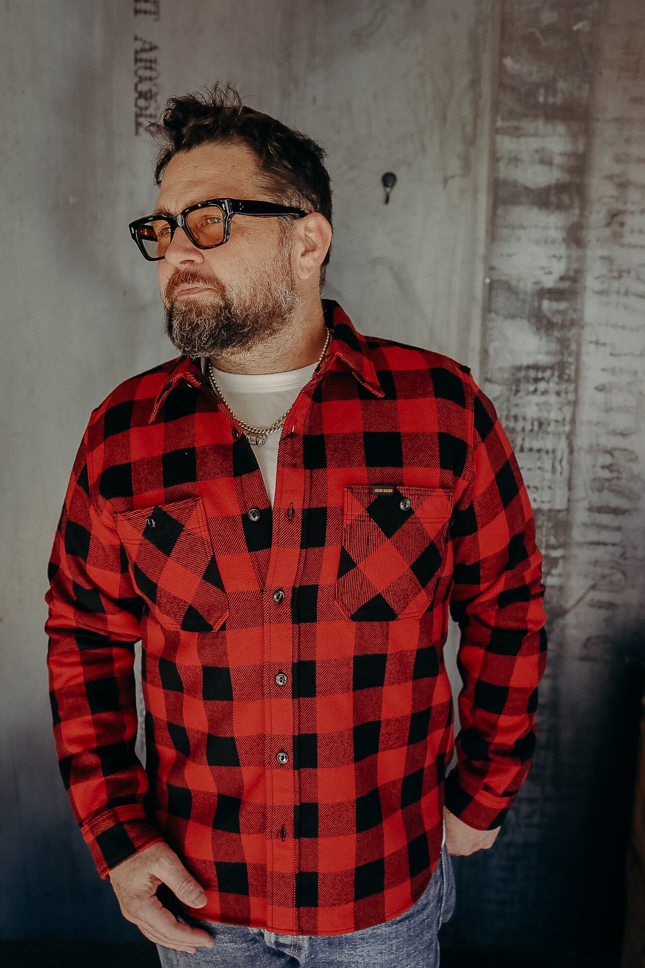 Ultra Heavy Flannel Buffalo Check Work Shirt Red/Black